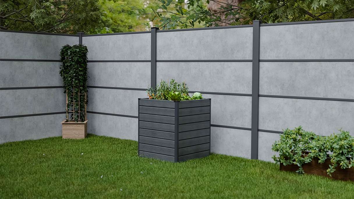 planeo BPC-Rhombus bac surélevé Cube - gris pierre co-ex. 70 x 70 x 79 cm