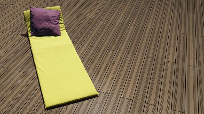 Lame de terrasse Planeo SolidWood en WPC - Brun terre 4,20 m, style français / structure 3D