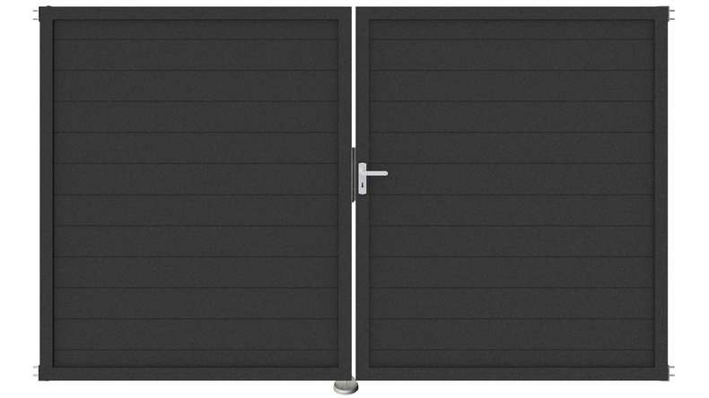planeo Gardence Metallic - Porte aluminium DIN droite 2 vantaux Anthracite avec cadre en aluminium Anthracite