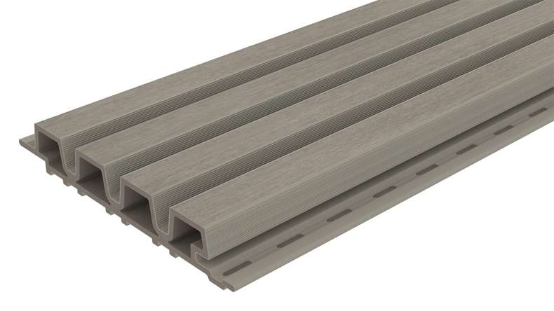 planeo LINEA Slim - Bardage de façade en WPC CoEx, gris clair, 2900 x 215 mm