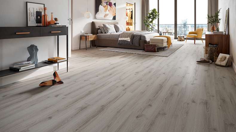 planeo Vinyle à clic rigide - HOMEtec Basic 30 IXPE Grey Oak | Isolation phonique intégrée (RP-E30-6)