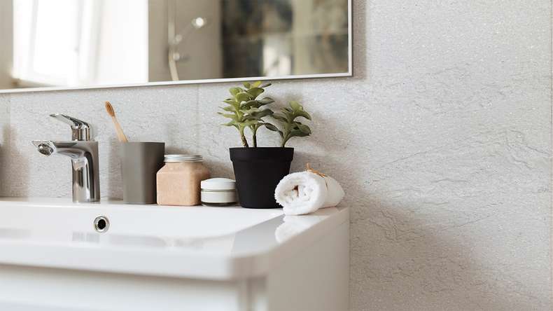 planeo EVOLITH Slate&Stone - revêtement mural en pierre naturelle Crystal White 1220 x 610 mm