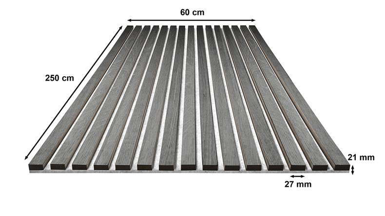 Skaben Panneau acoustique SilentWall Pro - Chêne gris - 250 x 60 cm
