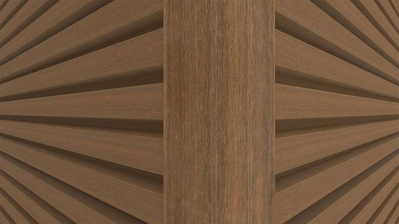 planeo LINEA - Profilé d'angle extérieur en aluminium CoEx « Burma Teak » 3000 x 66 x 66 mm