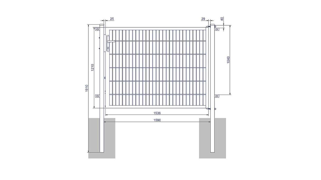 Porte universelle moyenne 1 groupe galvanisé à chaud H 1200 x L 1590 mm poteaux de porte inclus