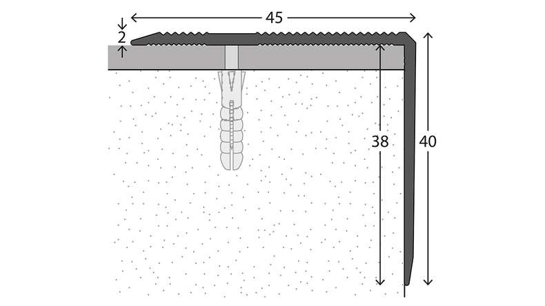 planeo Profilé pour nez de marche 492 Argent 250 cm