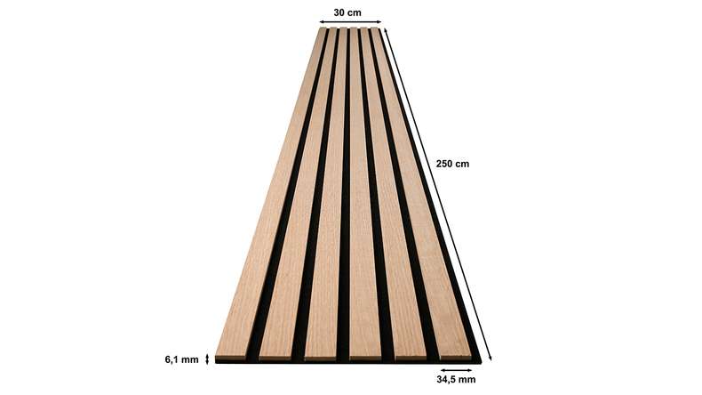 Skaben Panneau acoustique SilentWall Comfort Light - Chêne brun clair - 250 x 30 cm