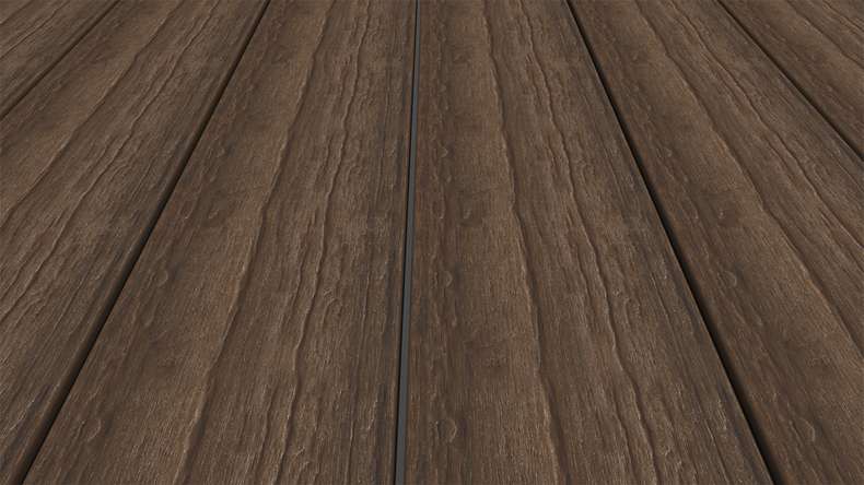 planeo ANTIKWoodline - Lame de terrasse massif en WPC CoEx - Ipé brun 3 m - finition rustique/brossée lisse