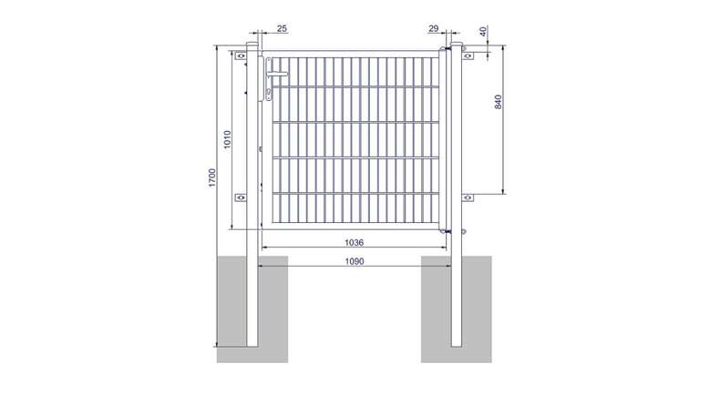 Porte universelle moyenne 1 groupe galvanisé à chaud H 1000 x L 1090 mm poteaux de porte inclus