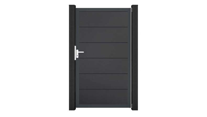 planeo Gardence Simply - Portail universel en PVC gris anthracite avec cadre en aluminium 100 x 180 cm
