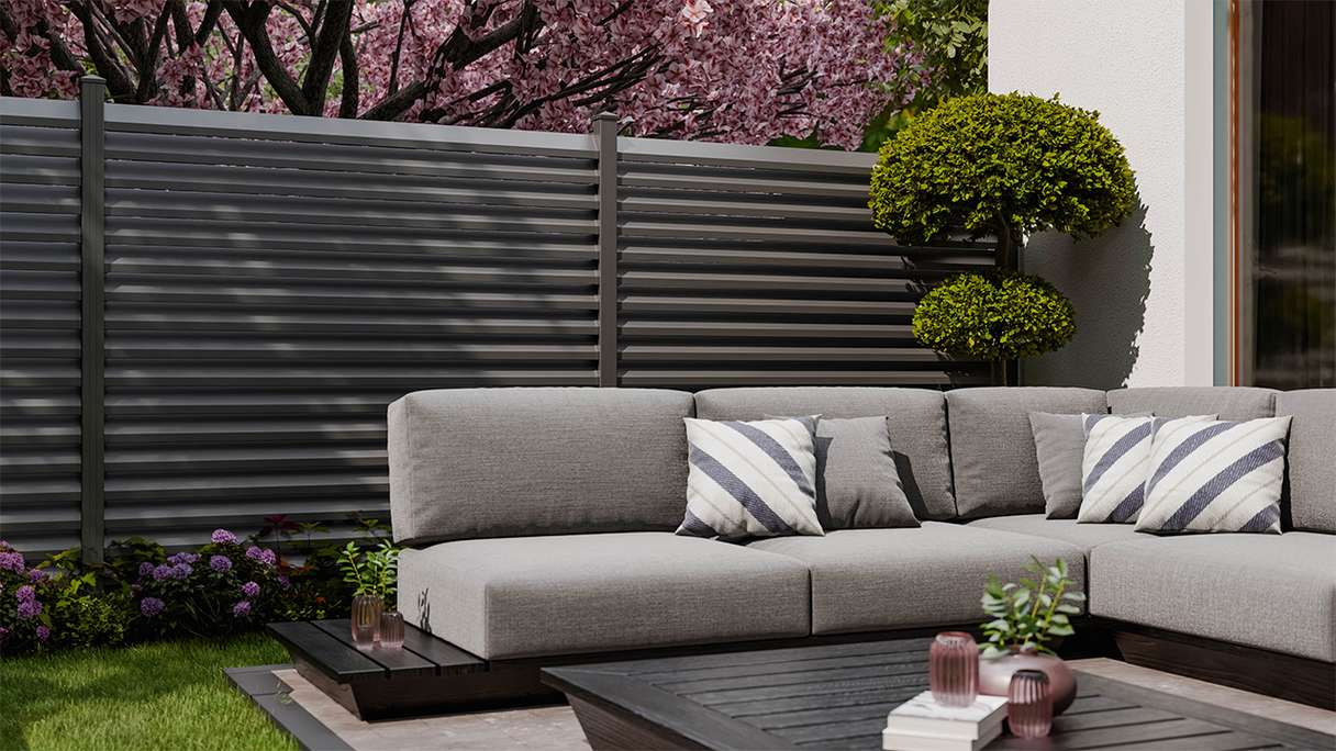planeo Gardence Metallic Rhombus - Clôture de jardin en aluminium Carré Anthracite | DB703