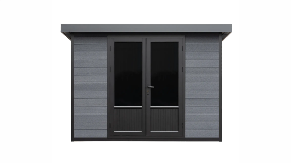 Abri de jardin planeo WPC à toit en appentis, modèle M - Anthracite, 280 x 280 cm