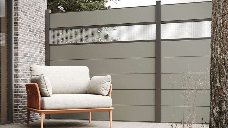planeo Gardence Strong XL - Clôture composite à emboîter gris