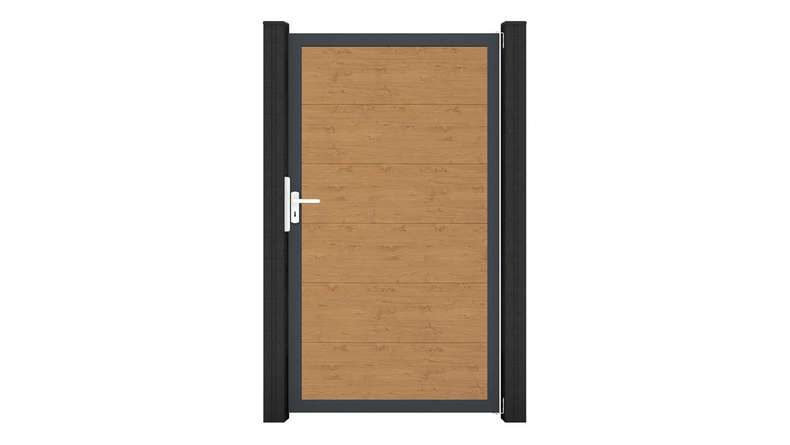 planeo Gardence Simply - Porte PVC universelle chêne cendré naturel avec cadre alu Anthracite | DB703 100 x 180 cm