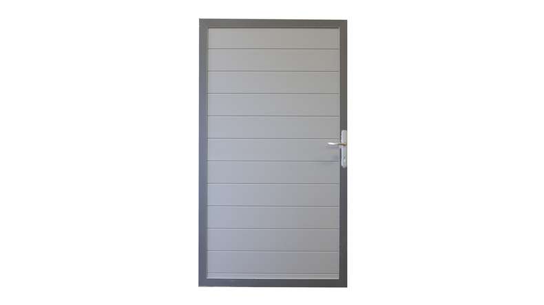 planeo Gardence Metallic - Porte aluminium universelle gris argenté avec cadre en aluminium Anthracite