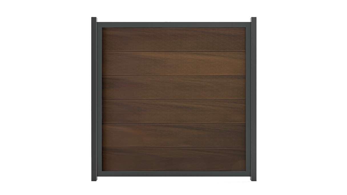 planeo Gardence Guard - Clôture composite Carré noyer avec cadre aluminium Anthracite
