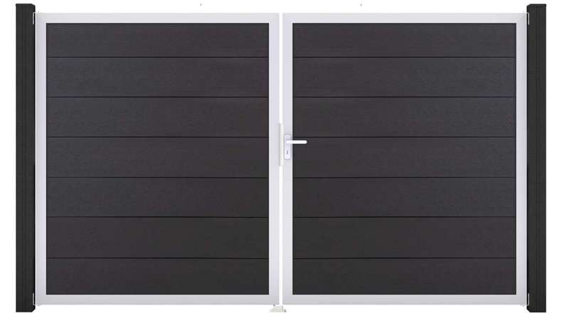 planeo Gardence Strong XL - Porte composite DIN droite 2 vantaux gris Anthracite avec cadre aluminium argenté