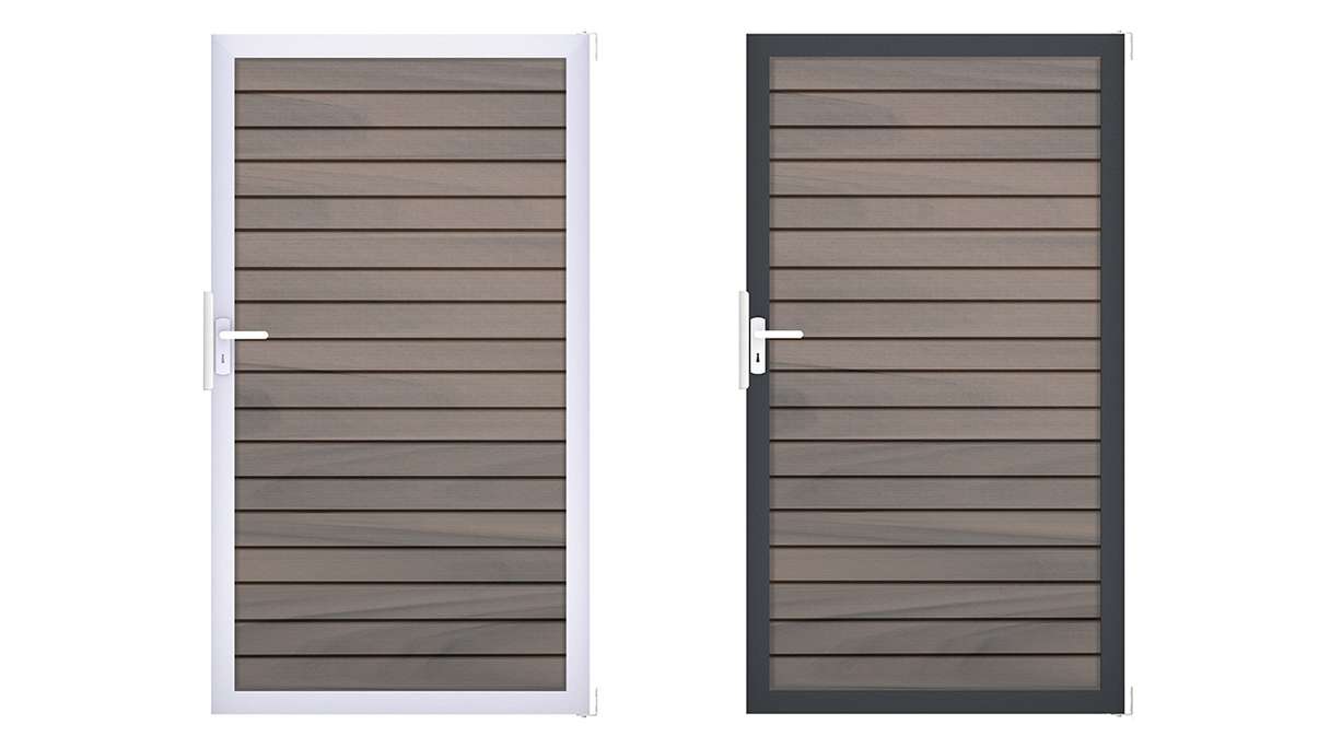 planeo Gardence Trendy - Portail universel BPC Rhombus - Bicolore, coextrudé, avec cadre en aluminium 100 x 180 x 4 cm