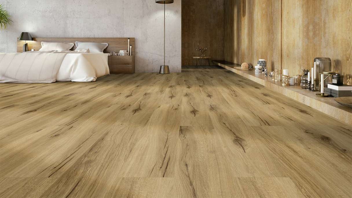 Vinyle à clic Gerflor - Senso Premium Rigid Acoustic Bambi fauve | Isolation phonique intégrée (40441629)