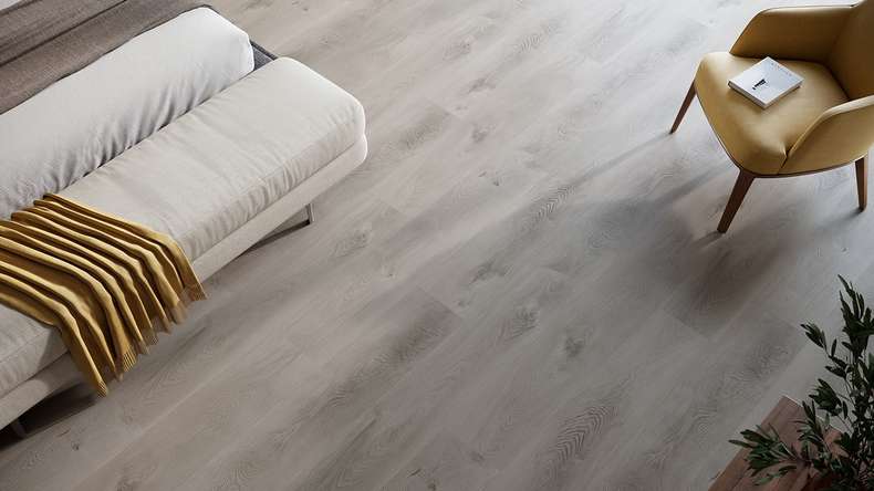 planeo Vinyle à clic rigide - HOMEtec Basic 30 IXPE Soft Mid Grey | Isolation phonique intégrée (RP-E30-7)