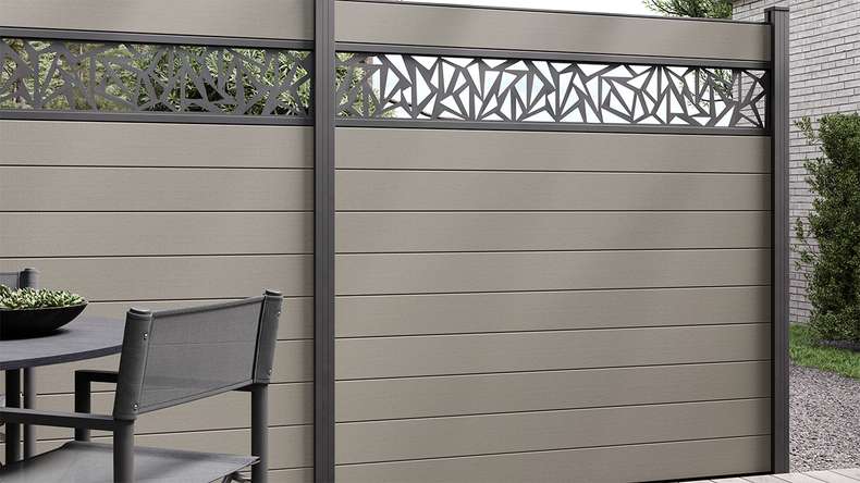 planeo Gardence Strong - Clôture composite à emboîter Carré Gris