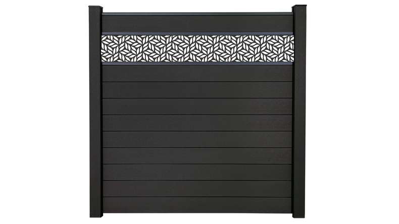 planeo Gardence Strong - Clôture à emboîter BPC Leafs gris anthracite 180 x 180 cm