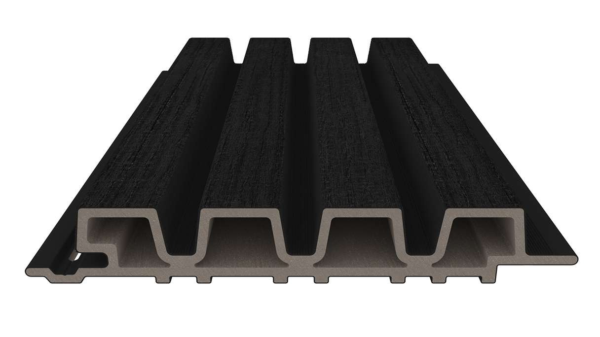 planeo LINEA Slim - Bardage de façade en WPC CoEx noir 2900 x 215 mm