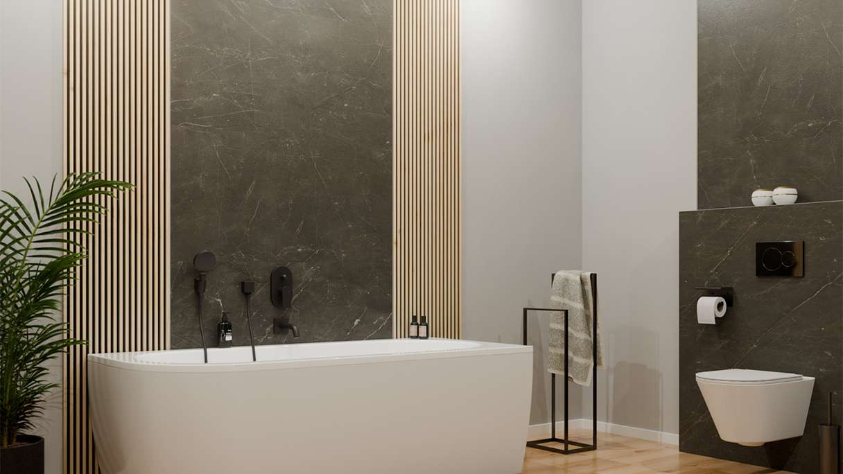 planeo Revêtement mural SPC - CeraRock Tile Black Slate 120 x 60 cm