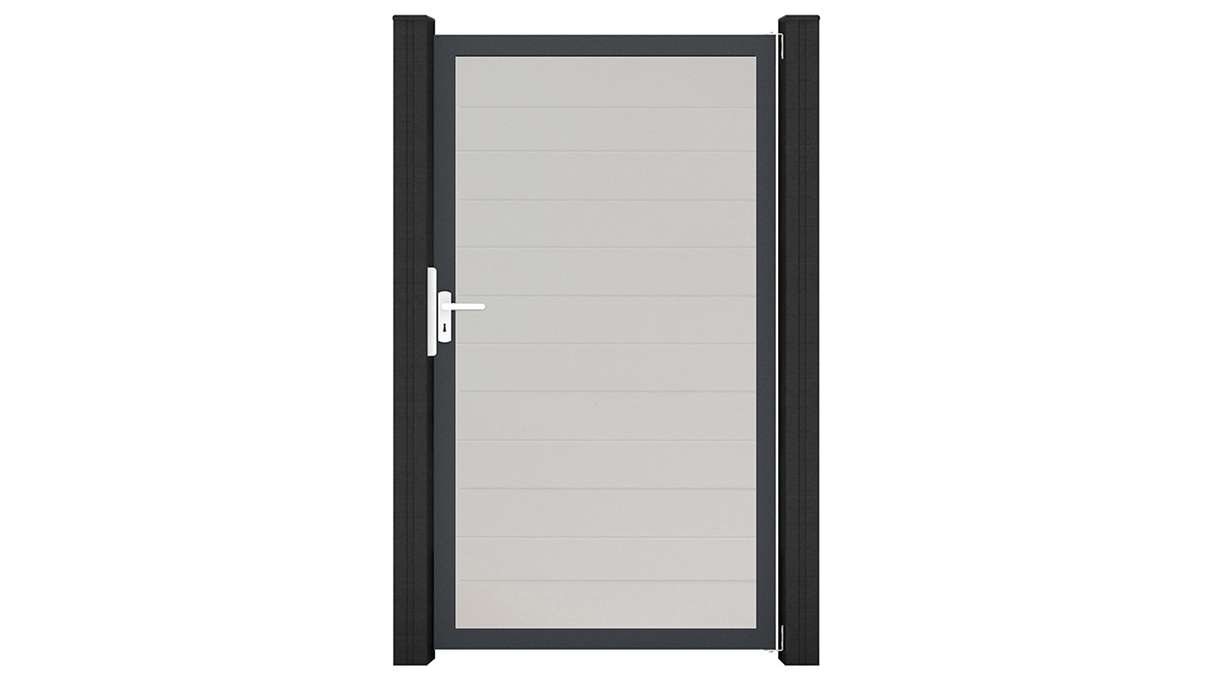 planeo Gardence Simply Small - Portail universel en PVC blanc avec cadre en aluminium 100 x 180 cm
