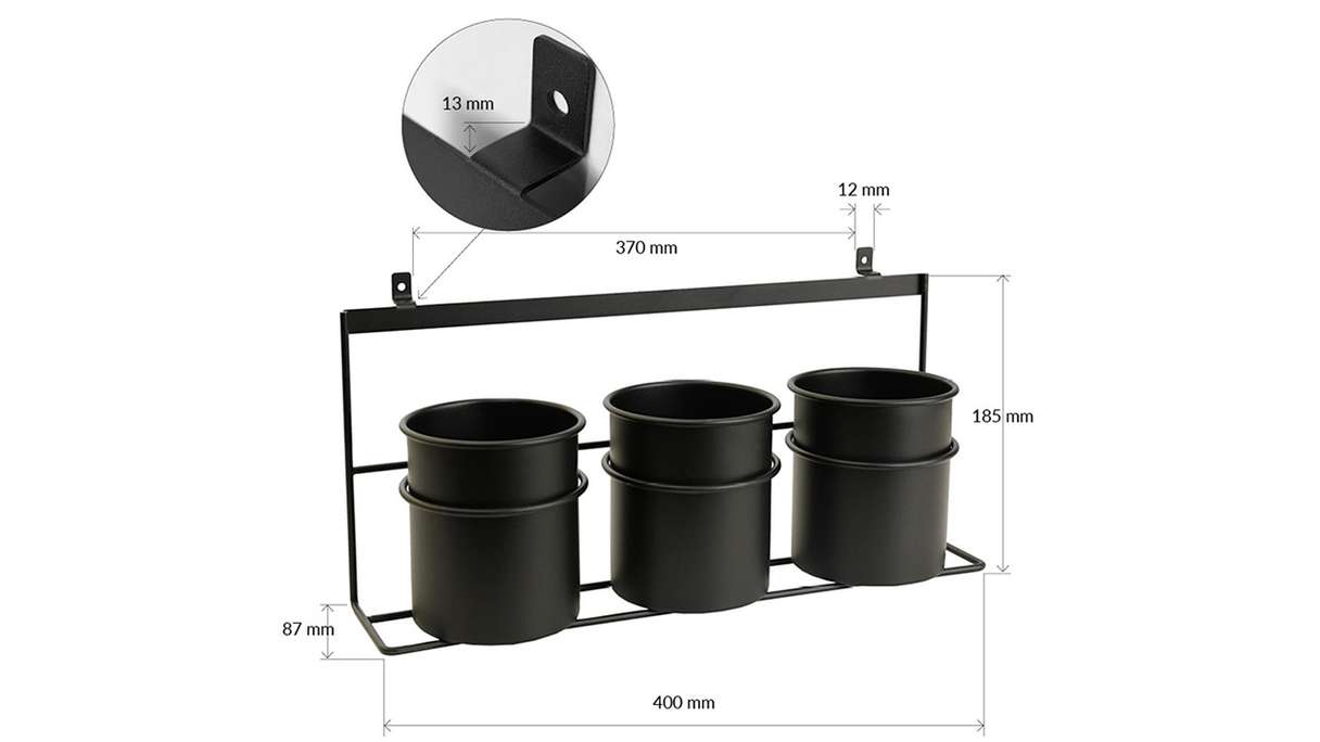 planeo Rangement - noir 3 pcs. Gobelets avec support