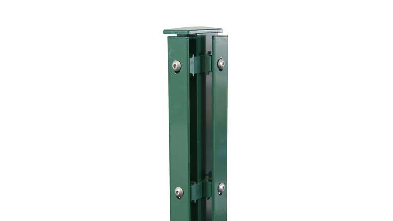Poteau d'angle de type FB vert mousse pour clôture à double maille