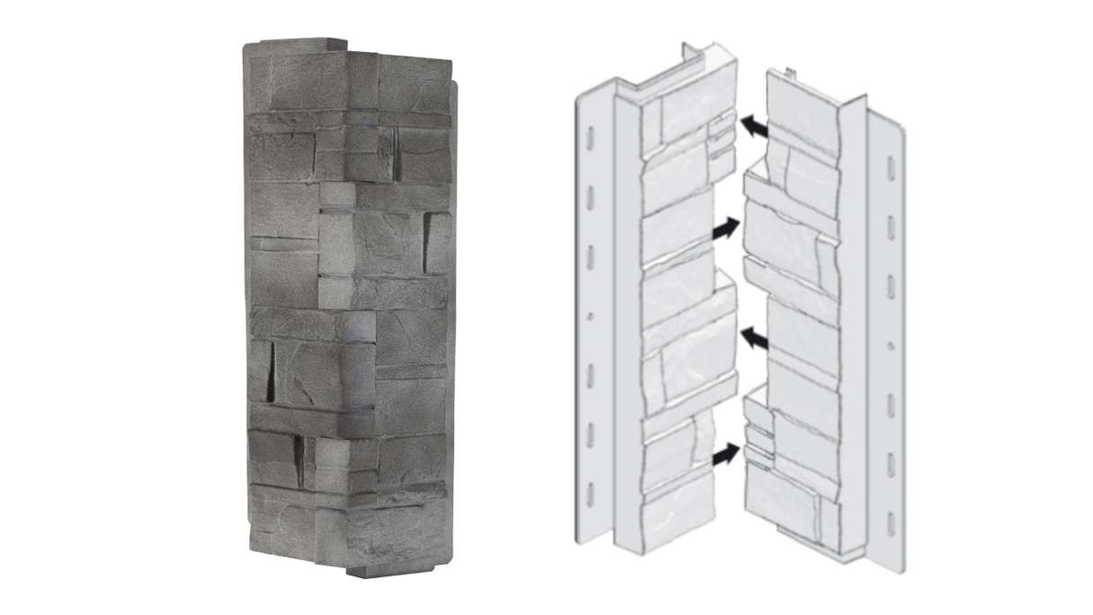 planeo angles de façade pierre stratifiée Basalte - 406 x 149 mm