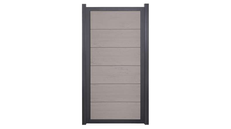 planeo Gardence Guard - Clôture composite Vertical Bi-Color Sable avec cadre aluminium Anthracite