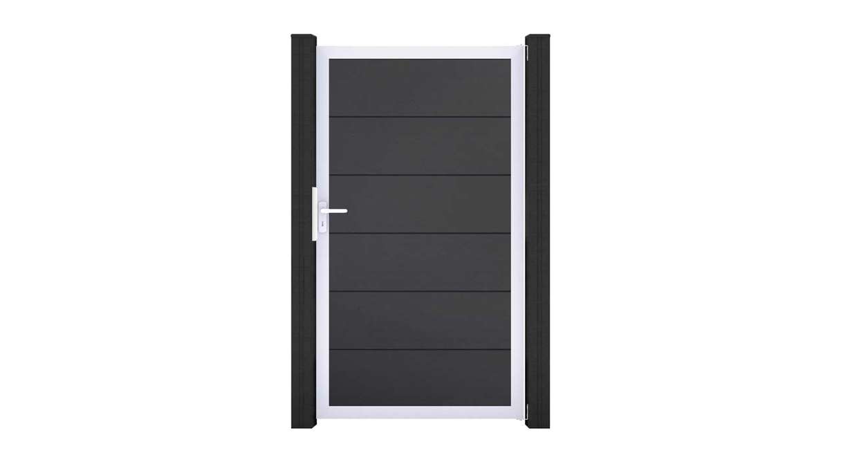 planeo Gardence Simply - Portail universel en PVC gris anthracite avec cadre en aluminium 100 x 180 cm