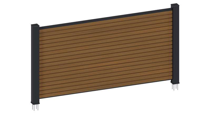 planeo LINEA - Clôture à emboîter pour jardin WPC CoEx Rhombus, modèle « Burma Teak », 180 x 90 cm