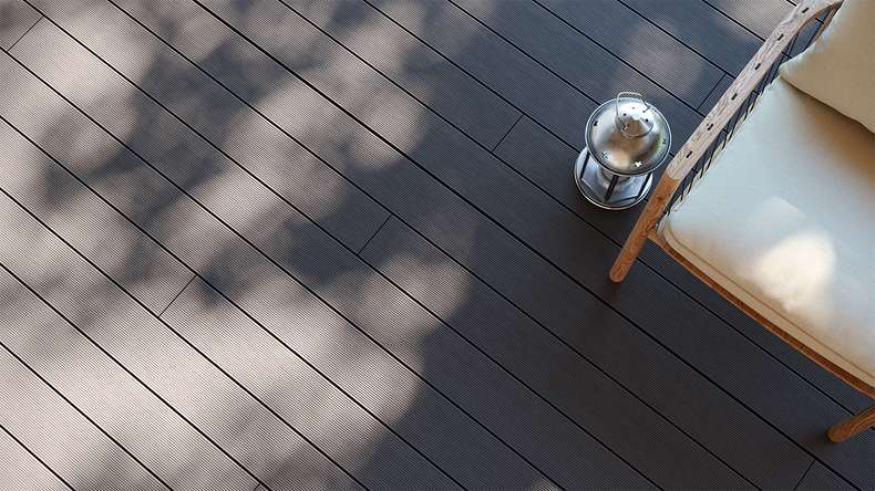 planeo LightWood WPC Lame de terrasse alvéolaire - gris clair 3m rainuré/cannelé