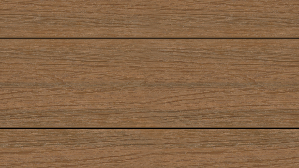 planeo UNIDeck - Lame de terrasse en WPC CoEx, finition « Burma Teak », 3 m - texturée / brossée lisse