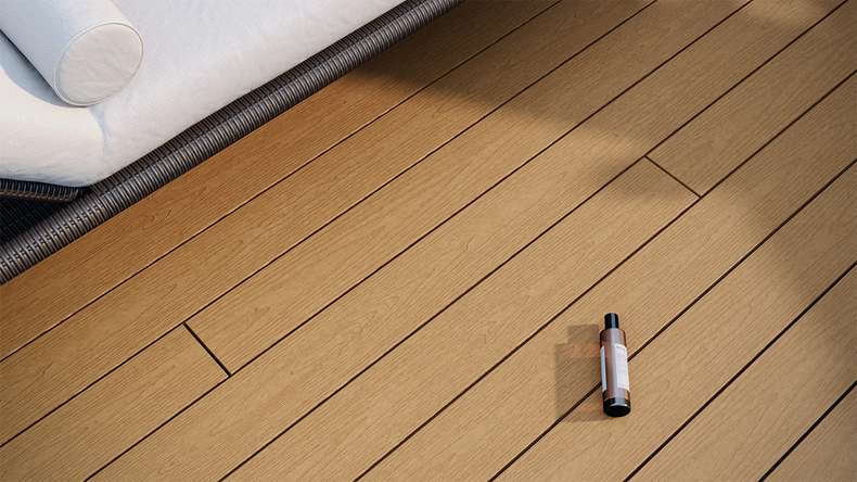planeo CoEXWood Lame de terrasse WPC massif enrobé - Sable/Caramel 4.8m structuré