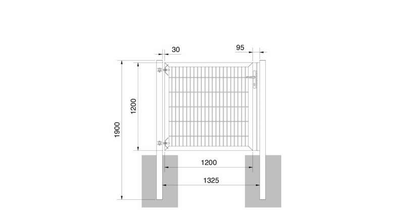 Porte universelle lourde 1 vantail anthracite H 1200 x L 1325 mm poteaux de porte inclus