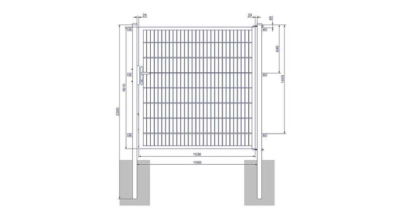 Porte universelle moyenne 1 vantail vert mousse H 1600 x L 1590 mm poteaux de porte inclus
