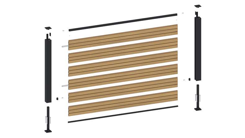 planeo LINEA - Clôture à emboîter pour jardin d'entrée en WPC CoEx Rhombus, couleur sable, 180 x 90 cm