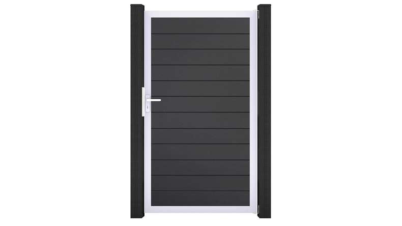planeo Gardence Simply Small - Portail universel en PVC gris anthracite avec cadre en aluminium 100 x 180 cm