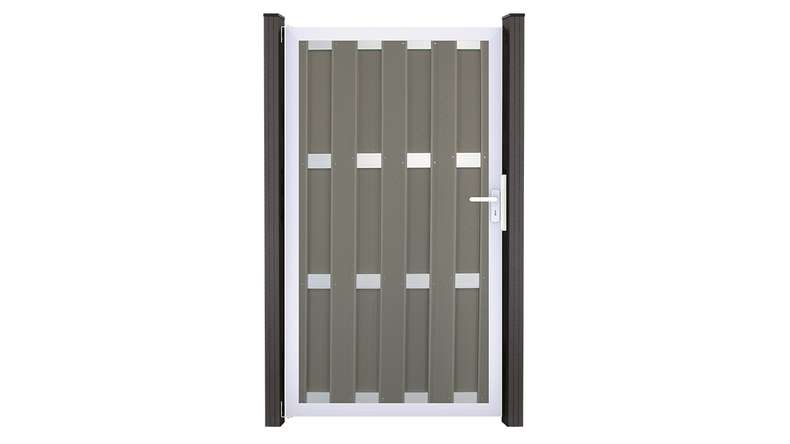 planeo Gardence Premade - Porte composite DIN gauche Gris clair 100 x 180 x 4,0cm - cadre argenté