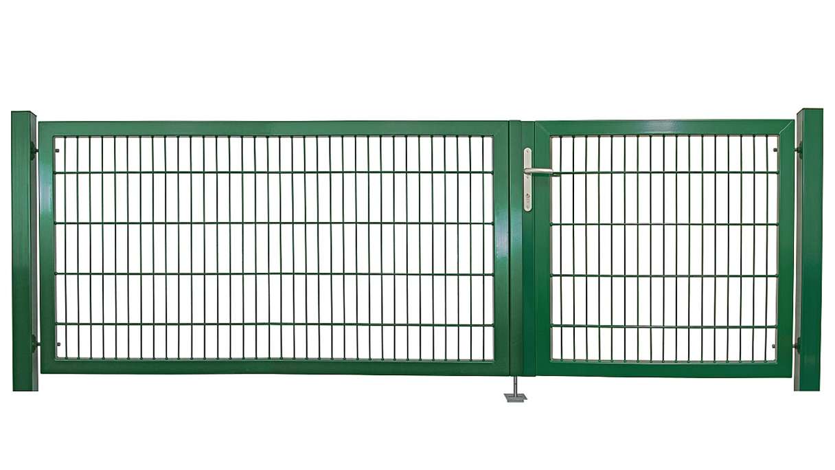 planeo Porte universelle lourde 2 vantaux asymétrique vert mousse H 1200 x L 3450 poteaux de porte inclus
