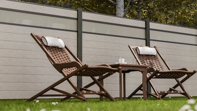 planeo Gardence Strong - Clôture à emboîter BPC verre satiné bi-colore sable 180 x 180 cm