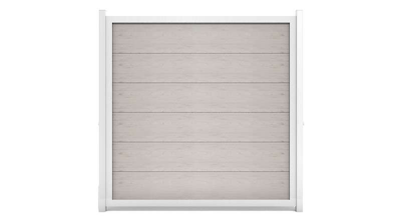 planeo Gardence Guard - Clôture composite Carré Bi-Color Sable avec cadre aluminium argent