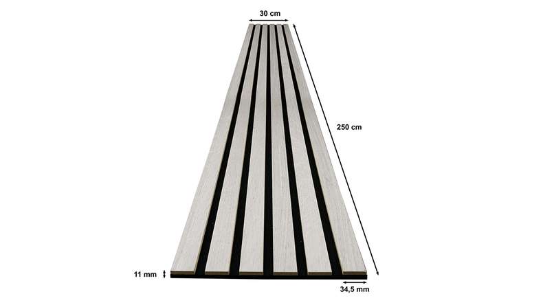 Skaben Panneau acoustique SilentWall Comfort - Chêne blanc - 250 x 30 cm