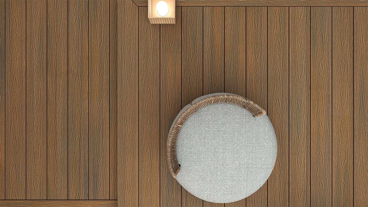 planeo MAXLine Nature - WPC CoEx lame de terrasse XL gainée chambre creuse - Burma Teak 3m structuré/lisse brossé