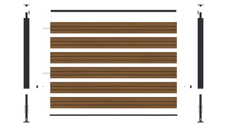 planeo LINEA - Clôture à emboîter pour jardin WPC CoEx Rhombus, modèle « Burma Teak », 180 x 90 cm