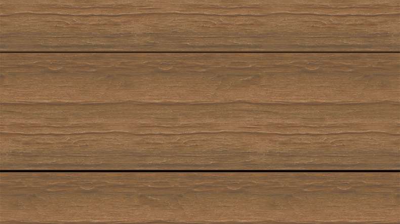 planeo ANTIKWoodline - Lame de terrasse massif en WPC CoEx - Teck de Birmanie 3 m - rustique/brossé lisse